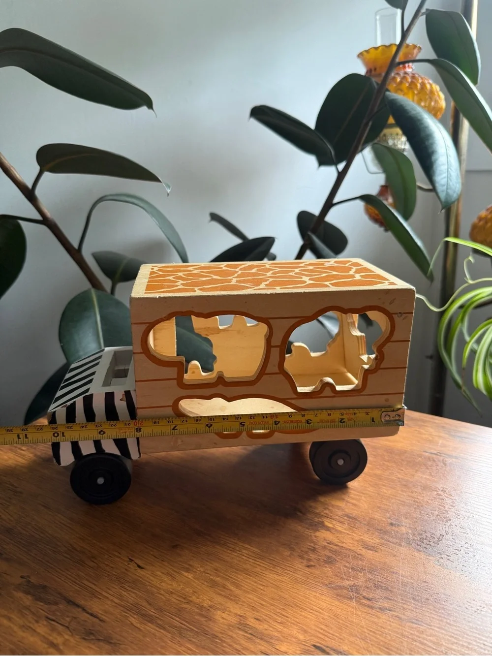 Melissa & Doug Wooden Animal Shape Sorter Truck - Orange